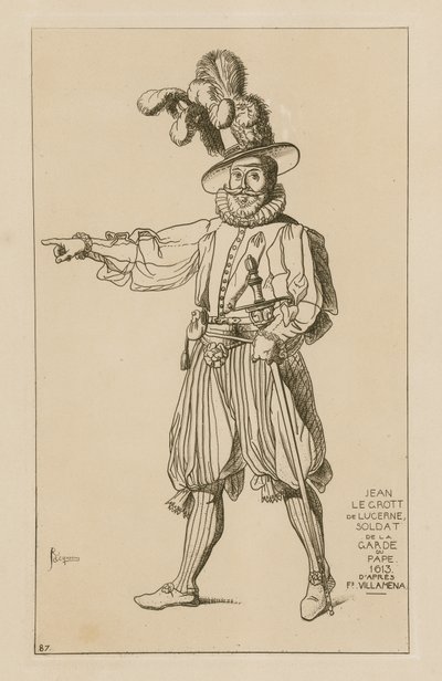 Jean le Grott Luzernista, paavin vartija, 1613 tekijältä Francesco Villamena