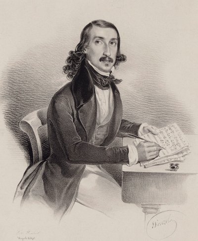 Muotokuva laulajasta ja säveltäjästä Giacinto Marrasista 1810-1883, 1840. tekijältä Francesco Wenzel