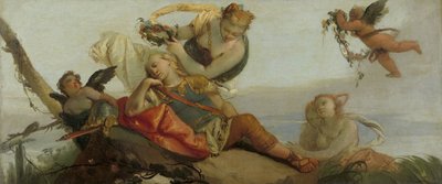 Nukkuva Rinaldo kruunattiin kukkien Armida tekijältä Francesco Zugno