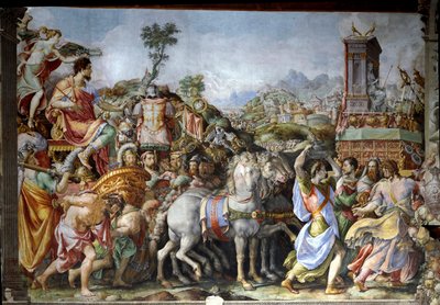 Kenraalin ja roomalaisen valtiomiehen Marcus Furius Camilluksen voitto (Fresko tekijältä Francesco de Rossi Salviati