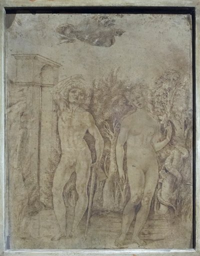 Aatami ja Eeva, noin 1470 (kynä ja muste pergamentille). tekijältä Francesco di Giorgio Martini