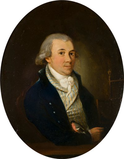 Muotokuva herrasmiehestä härkävarrella, n. 1794-1872 (öljyä ja kuparia paneelissa) tekijältä Francis (attr. to) Alleyne