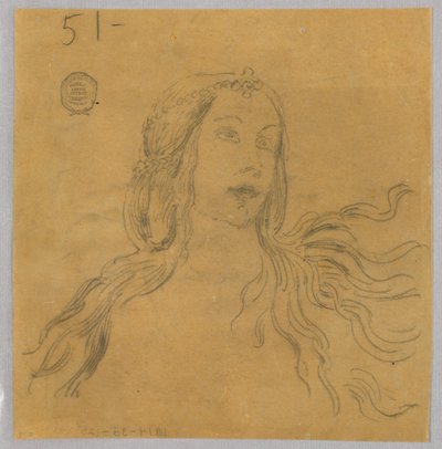 Luonnos naisen päästä tekijältä Francis Augustus Lathrop