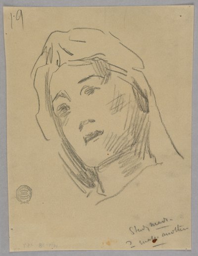 Luonnos naisen päästä tekijältä Francis Augustus Lathrop