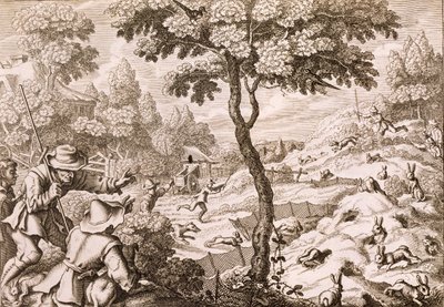 Cony Catching, kaiverrus Wenceslaus Hollar, 1671 tekijältä Francis Barlow