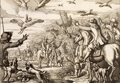 Heron Hawking, kaiverrus Wenceslaus Hollar, 1671 tekijältä Francis Barlow