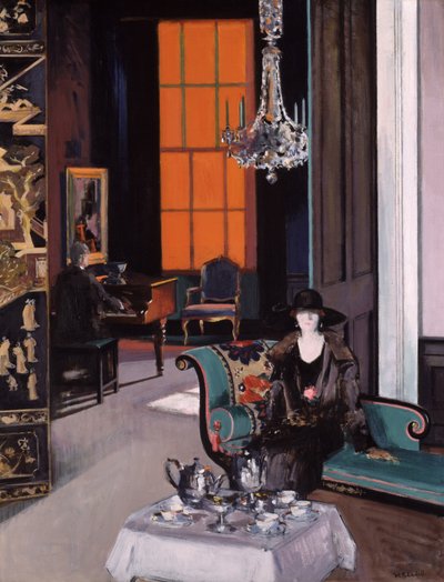 Sisustus: Orange Blind, n. 1928 (öljy kankaalle) tekijältä Francis Campbell Boileau Cadell