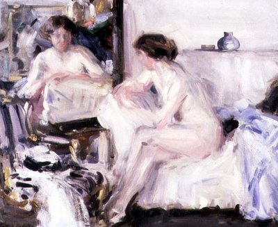 Alaston istuu sohvalla (öljy kankaalle) tekijältä Francis Campbell Boileau Cadell