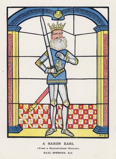 Saxon Earl, lasimaalauksesta, Earl Spencer (väri litho) tekijältä Francis Carruthers Gould