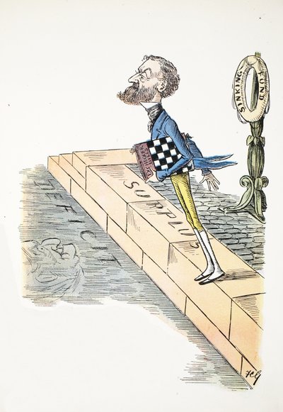 Iso kirjain F, kuvitus The Struwwelpeter Alphabetista, säe Harold Begbie (1871–1929) tekijältä Francis Carruthers Gould