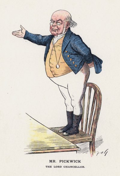 herra Pickwick, lordikansleri (väri litho) tekijältä Francis Carruthers Gould