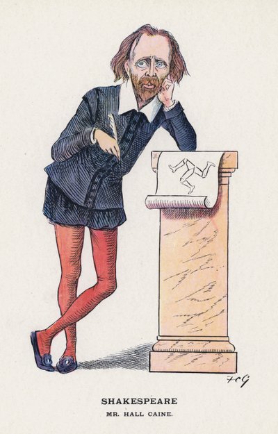 Shakespeare, herra Hall Caine (väri litho) tekijältä Francis Carruthers Gould