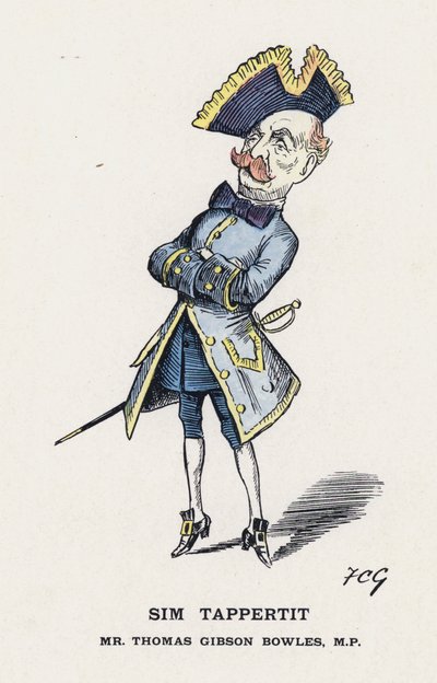 Sim Tappertit, Thomas Gibson Bowles (väri litho) tekijältä Francis Carruthers Gould
