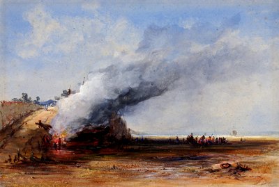 Vanhan veneen polttaminen, 1800-luku. tekijältä Francis Danby