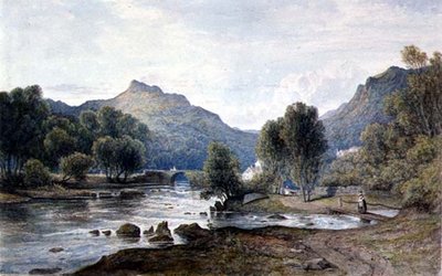 PD.9-1997 Näkymä Walesissa, n. 1826 (akvarelli paperille) tekijältä Francis Danby