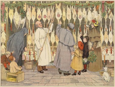 Bedfordin kauppojen kirja: Poulterer (värilitografia). tekijältä Francis Donkin Bedford