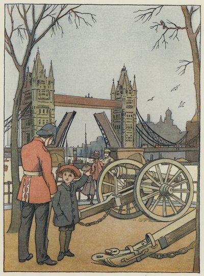 Lontoo: Tower Bridge (värilitografia) tekijältä Francis Donkin Bedford