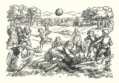 Merrie England: Jalkapallo (litografia) tekijältä Francis Donkin Bedford