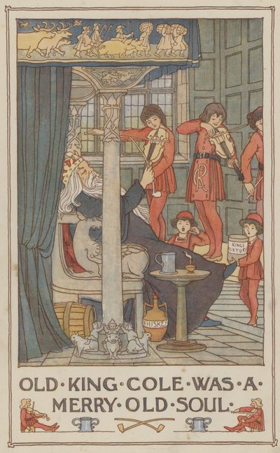 Old King Cole oli iloinen vanha sielu (värilitografia). tekijältä Francis Donkin Bedford
