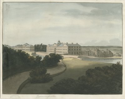Soho Manufactory: akvarellimaalaus kynäääriviivoilla ja [1700-luvun loppu] tekijältä Francis Eginton