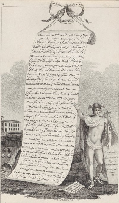 Trade Card for Miscellaneous Professions &c., Birmingham, 1800 tekijältä Francis Eginton