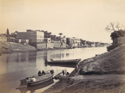 Niilin ranta Kairossa, n. 1857, painettu 1870-luvulla. tekijältä Francis Frith