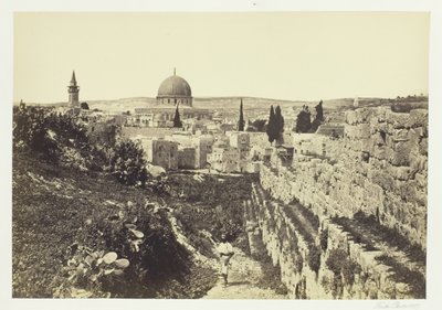 Omarin kaupunginmuuri ja moskeija, Jerusalem, 1857. tekijältä Francis Frith