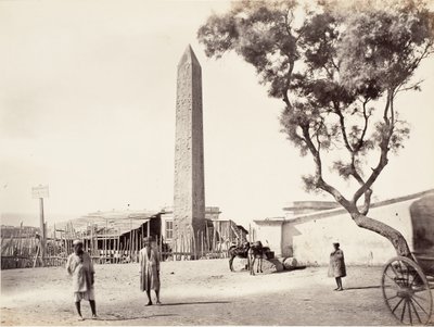 Egyptiläinen obeliski, Kleopatran neula, Aleksandriassa, Egyptissä, n. 1870. tekijältä Francis Frith