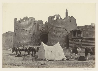 Näkymä Bab al-Azabille, portti Kairon linnoitukseen Báb El-Azab Citadel (nimi esineessä) tekijältä Francis Frith