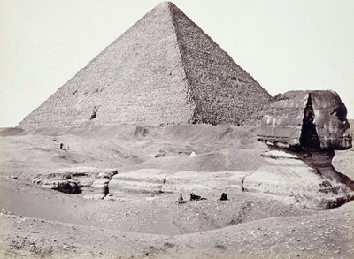 Suuri pyramidi, jossa Sfinksi etualalla, El-Geezah tekijältä Francis Frith