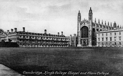 Kings College Chapel ja Clare College, Cambridge, Cambridgeshire, 1800-luvun loppu. tekijältä Frith and Co