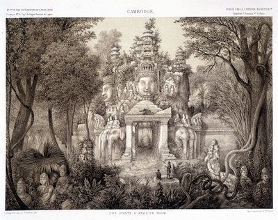 Portti Angkor Thomista, n. 1870 - Francis Garnier Parisin teoksessa "Exploration Journey in Dochina 1866-1868" tekijältä Francis Garnier