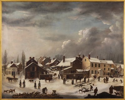 Talvikohtaus Brooklynissä, noin 1819-1820 (öljy kankaalle). tekijältä Francis Guy