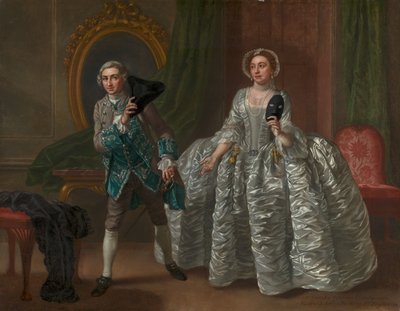 David Garrick ja rouva Pritchard Benjamin Hoadleyn "The Suspicious Husband" -elokuvassa tekijältä Francis Hayman