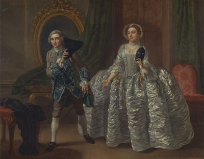 David Garrick ja rouva Pritchard Benjamin Hoadleyn teoksessa "Epäilyttävä aviomies". tekijältä Francis Hayman