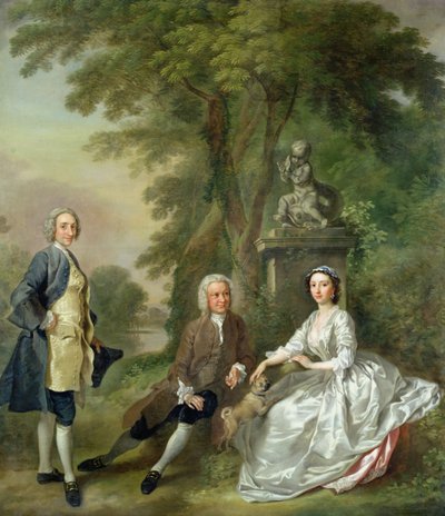 Jonathan Tyers (k. 1767) ja hänen tyttärensä Elizabeth ja hänen miehensä John Wood, n. 1750–1752 tekijältä Francis Hayman