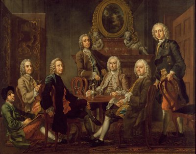 Muotokuva herrasmiesjoukosta taiteilijan kanssa, n. 1745 (öljy kankaalle) tekijältä Francis Hayman