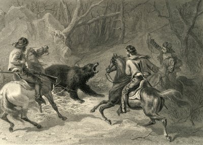 Native Californians Lassoing a Bear, 1874. tekijältä Francis Holl
