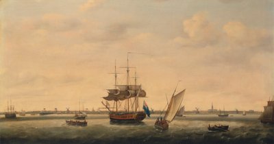 Fregatti "Yllätys" Anchorissa Great Yarmouthin edustalla, Norfolkissa tekijältä Francis Holman
