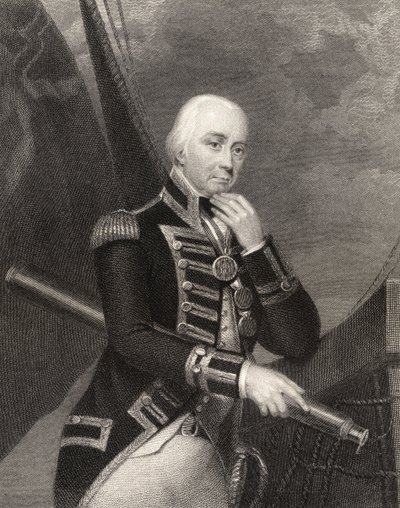 Amiraali Lord Cuthbert Collingwood, kaiverrus W. Finden, National Portrait Gallery, osa III, julkaistu noin 1835 tekijältä Francis Howard