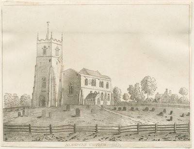 Alrewasin kirkko: akvatintakaiverrus, nd [?1848] tekijältä Francis Jukes