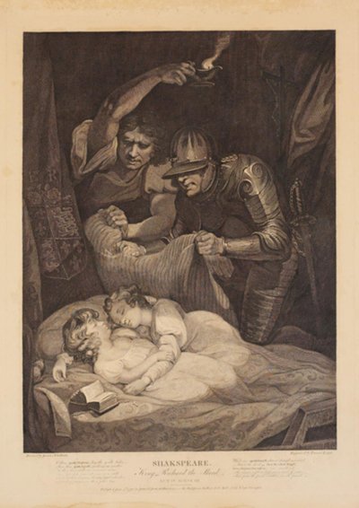 Edward V:n ja hänen nuoremman veljensä, Yorkin herttuan salamurha. William Shakespearen "Richard III", näytös 4, kohtaus 3 tekijältä Francis Legat
