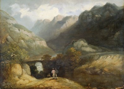 "Aberglaslyn Bridge", 1770-1840 tekijältä Francis Nicholson
