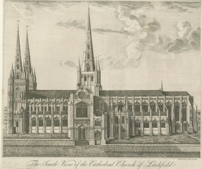 Lichfieldin katedraali - Etelänäkymä: etsaus ja [1800-luku] (painettu) tekijältä Francis Perry