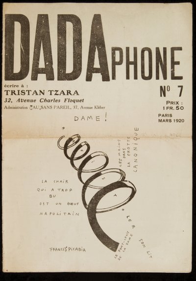 Dadaphone-lehden nro 7 etukansi. tekijältä Francis Picabia