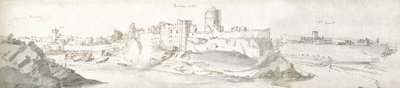 Pembroken linna, noin 1678 (vesiväri ja ruskea muste paperille). tekijältä Francis Place