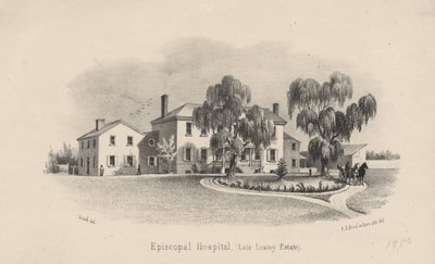 Episcopal Hospital, litho by P.S. Duval ja poika, 1856 tekijältä Francis Schell