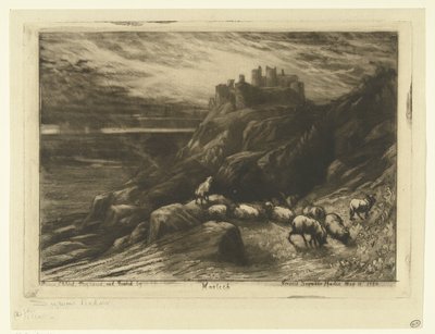 Harlechin linna Walesissa Harlech (otsikko esineessä) tekijältä Francis Seymour Haden (Sir) (signed by artist)