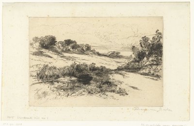 Mäkistä maisemaa Swanagessa Tuulimyllyn kukkula tekijältä Francis Seymour Haden (Sir) (signed by artist)