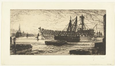 Agamemnon-laivan purkaminen Agememnonin hajoaminen tekijältä Francis Seymour Haden (Sir) (signed by artist)